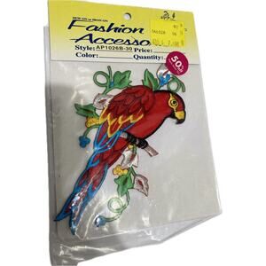 Large 5 1/2"H Macaw Parrots Bird w/Flower Embroidery Iron On Applique Patch